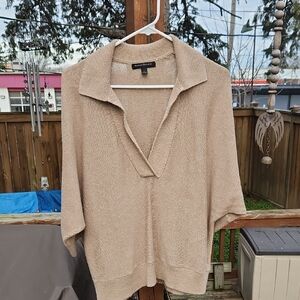 Banana Republic Beige V-Neck Collared Sweater